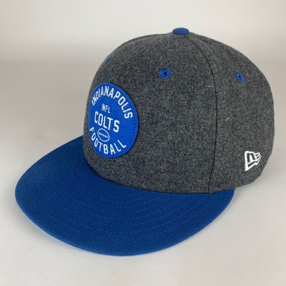 Indianapolis Colts NFL Gray Blue New Era 9Fifty Wool Blend Snapback Hat - Picture 3 of 7